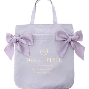 日本 Maison de FLEUR 多色入 絲絹 側孭袋 TOTE ダブルリボントートバッグ