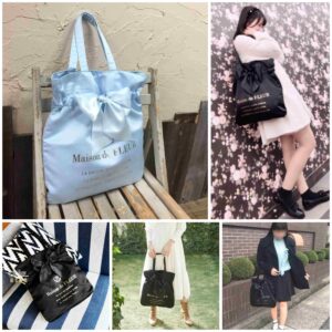 [淺藍包順豐]😍日本Maison de FLEUR 蝴蝶結 絲絹布 側孭袋 TOTEリボントートバッグ