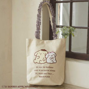 日本Maison de FLEUR 布甸狗 側孭袋 散紙包 化妝袋 收納袋 ポムポムプリンとマカロン トートバッグ
