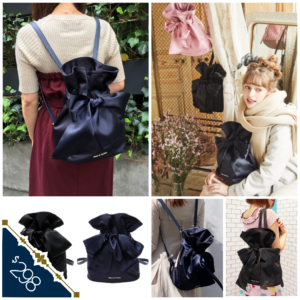 日本 Maison de FLEUR Liane 收繩 蝴蝶結 背囊 巾着 背包 リボンリュック