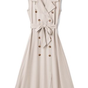 日本GRL 乾濕褸款 連身裙 背心裙 リボンベルト付きトレンチデザインノースリーブワンピース[tw994]