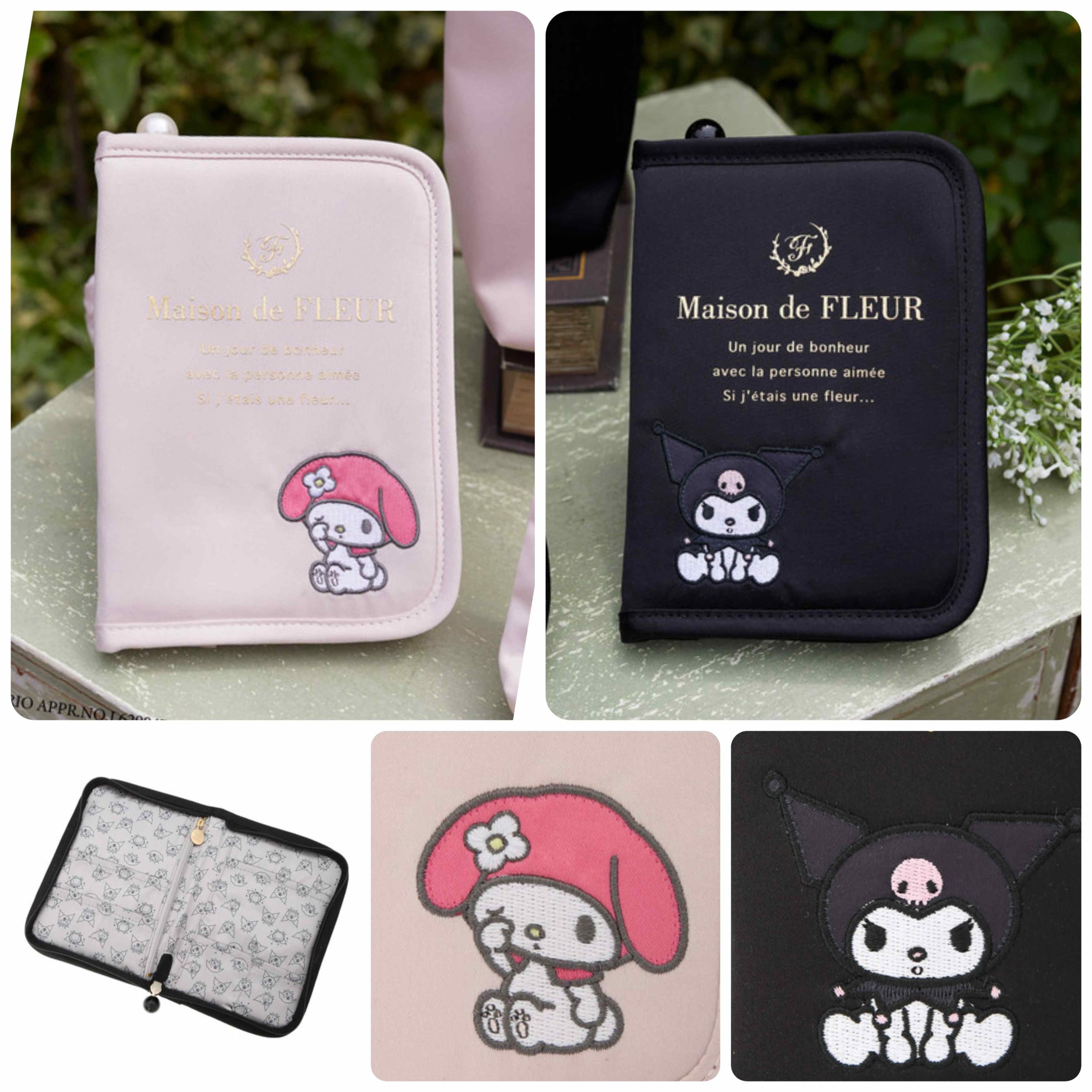 日本Maison de FLEUR 限定 Kuromi Melody 卡套 證件收納套 CARD PASSPORT HOLDER マイメロ クロミ  マルチケース