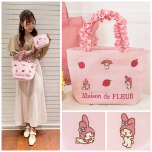 日本 Maison de FLEUR My Melody 刺繡 小手袋 イースターフリルトートバッグ