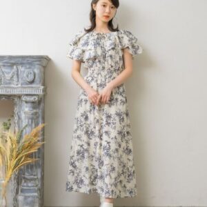 日本RETRO GIRL 3色 碎花 雪紡 連身裙 OPフラワーリボンOP