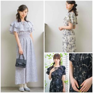 日本RETRO GIRL 3色 碎花 雪紡 連身裙 OPフラワーリボンOP