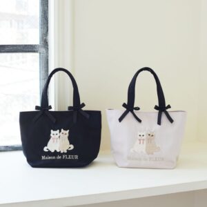 大可愛🐱日本Maison de FLEUR 貓咪 刺繡 手提袋 ねこ刺繍トートバッグ