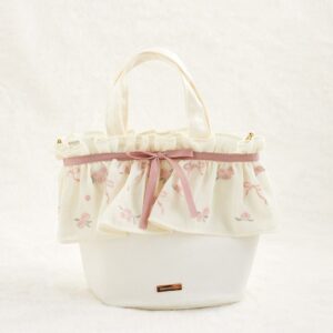 日本Maison De FLEUR 碎花 刺繡 可愛 花邊 手挽/斜孭袋 ローズリボン刺繍2Wayトートバッグ