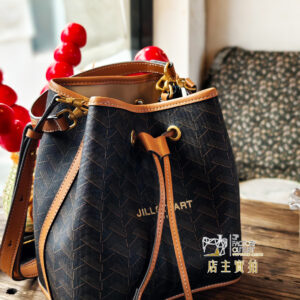 [包順豐自取]韓版JILLSTUART ROSELLA 水桶袋 (쇼핑백증정) 브라운 로젤라 칠링 패턴 가죽 콤비 버킷백 M JABA4E302