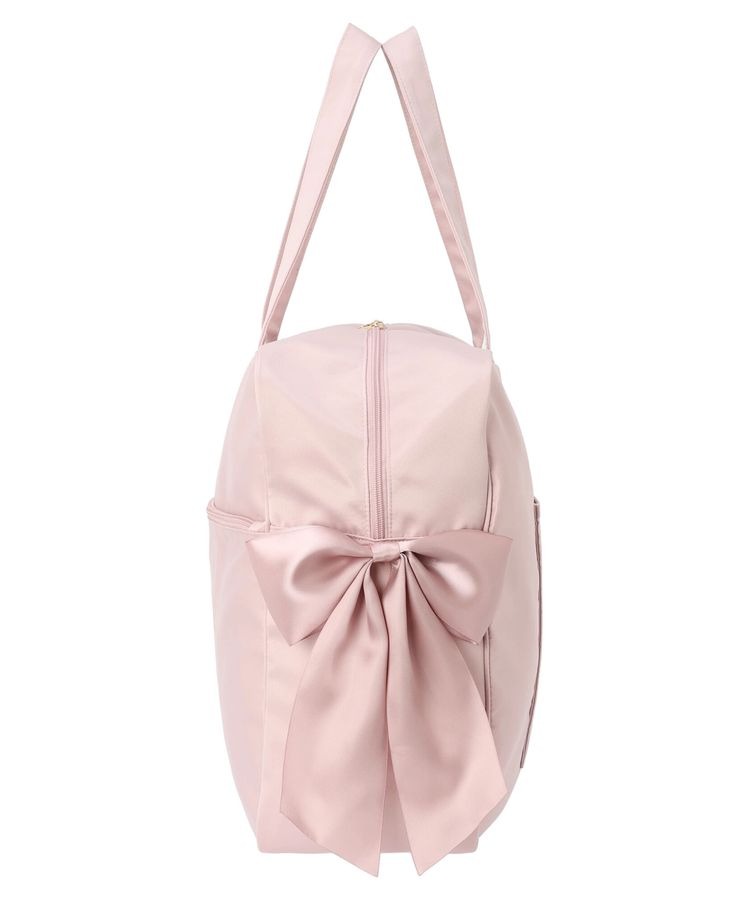 日本Maison de FLEUR 雙蝴蝶結 緞面 拉鏈旅行袋 サテンキャリーオンバッグ