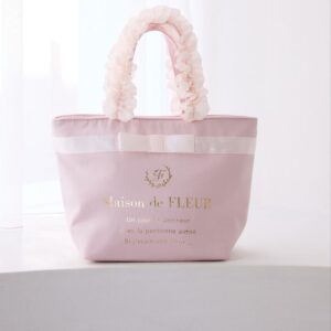 日本Maison de FLEUR 花邊手柄 絹布小手袋ブランドロゴフリルハンドルトートSバッグ