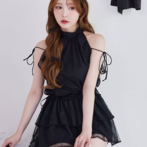[店主自留！旅行戰衣😍]日本NICE CLAUP【Black collection】甜美迷你連身裙アメスリミニワンピース