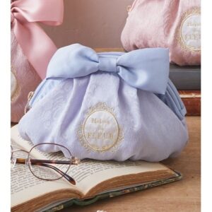 日本Maison de FLEUR 提花 蝴蝶結 拉鏈 收納袋 ジャカ-ドリボンポーチ