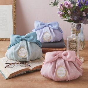 日本Maison de FLEUR 提花 蝴蝶結 拉鏈 收納袋 ジャカ-ドリボンポーチ