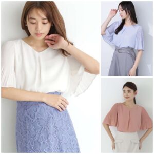 日本NATURAL BEAUTY BASIC 荷葉袖楊柳條紋上衣 ◇フレアスリーブ楊柳ブラウス