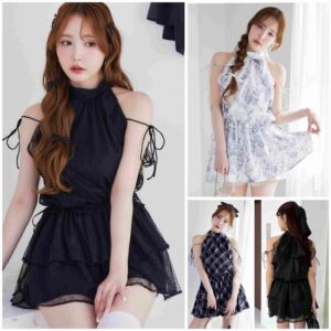 [店主自留！旅行戰衣😍]日本NICE CLAUP【Black collection】甜美迷你連身裙アメスリミニワンピース
