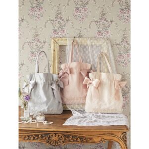 [一件包郵][可放A4]日本Maison de FLEUR 蕾絲 雙蝴蝶結 側孭袋 レースダブルリボンギャザートートバッグ