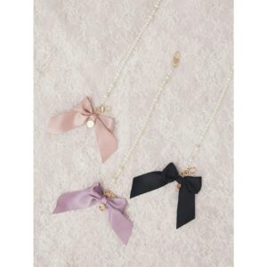 日本Maison de FLEUR 電話/小手袋 珍珠蝴蝶結圈手帶 ラインストーンパールストラップ