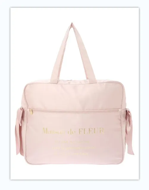 日本Maison de FLEUR 雙蝴蝶結 緞面 拉鏈旅行袋 サテンキャリーオンバッグ