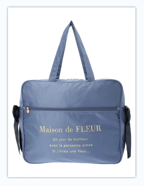 日本Maison de FLEUR 雙蝴蝶結 緞面 拉鏈旅行袋 サテンキャリーオンバッグ