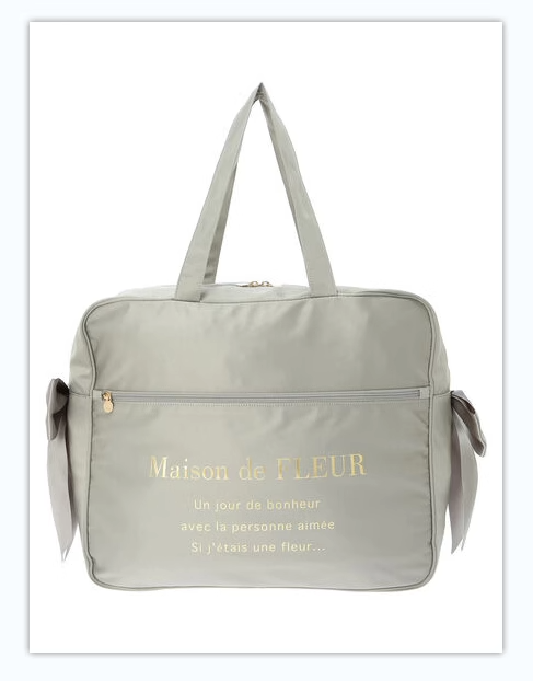 日本Maison de FLEUR 雙蝴蝶結 緞面 拉鏈旅行袋 サテンキャリーオンバッグ