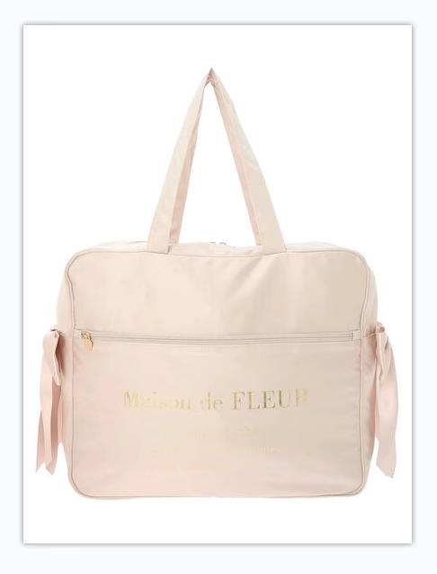 日本Maison de FLEUR 雙蝴蝶結 緞面 拉鏈旅行袋 サテンキャリーオンバッグ