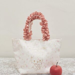 日本Maison de Fleur x Sanrio 金箔荷葉邊小手袋フリルハンドルトートバッグ 玉桂狗Cinnamoroll Kuromi My Melody Hello Kitty ポーチ