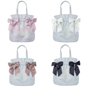 [可放A4]Maison de FLEUR 週年灰藍色特別版 TOTEBAG ダブルリボントートバッグ