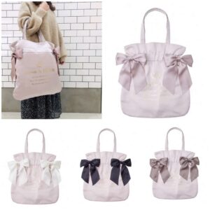 [可放A4]Maison de FLEUR 週年粉色特別版 TOTEBAG ダブルリボントートバッグ