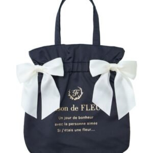 [可放A4]Maison de FLEUR 週年黑色特別版 TOTEBAG Blackダブルリボントートバッグ