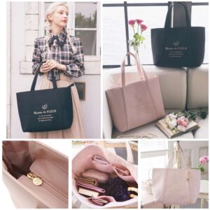 [可放A4]日本Maison de Fleur 帆布 拼接 側孭袋 帆布ボンディングトートMバッグ