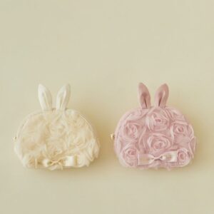日本Maison de FLEUR 2WAY 薄紗玫瑰雙層兔仔耳收納袋チュールローズダブルリボン2Way