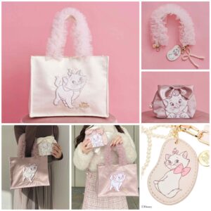 日本Maison de FLEUR  Disney Marie Cat 小物袋/手提袋/花絹掛繩ラウンドポーチ/トートバッグ/ストラップチャーム