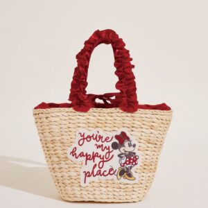 日本Maison de FLEUR Minnie Mouse 荷葉邊 手挽 藤籃袋フリルハンドルカゴバッグ