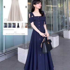 超收腰😍日本GRL 露肩 蝴蝶結 連身裙 オフショルショルダーリボンワンピース[ta262]