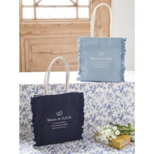 [可放A4💖]日本Maison de FLEUR 牛仔布 荷葉邊 側孭袋 デニムフリルトートバッグ