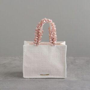 日本Maison de FLEUR 粗花呢荷葉邊方形小手袋 ツイードフリルハンドルスクエアトートMバッグ