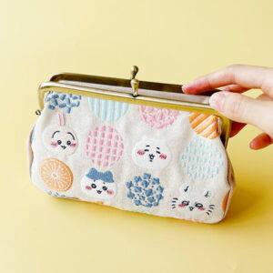[包順豐自取🧧][2件$178]日本Chiikawa層次感刺繡工藝 開口散紙包 收納袋ちいかわ 畳刺繍がま口ミニポーチ