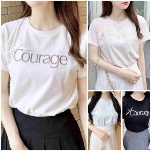 日本INGNI 蝴蝶結 刺繍Logo T恤 リボン付ラメ刺繍ロゴTシャツ