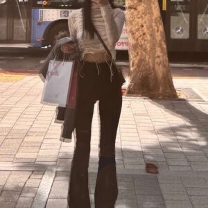 日本GRL 彈性 微喇叭 高腰 長褲 ストレッチフレアパンツ[cu34]