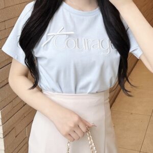 日本INGNI 蝴蝶結 刺繍Logo T恤 リボン付ラメ刺繍ロゴTシャツ