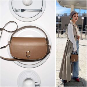 [包順豐自取🧧][輕奢秋冬復古風🍂]日本Te chichi 復古棕半月型斜孭袋 ブラウン ラウンドショルダー