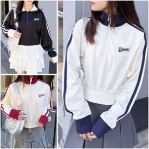 日本INGNI 線條企領Logo運動外套 サイドラインハーフジップ胸ロゴジャージ