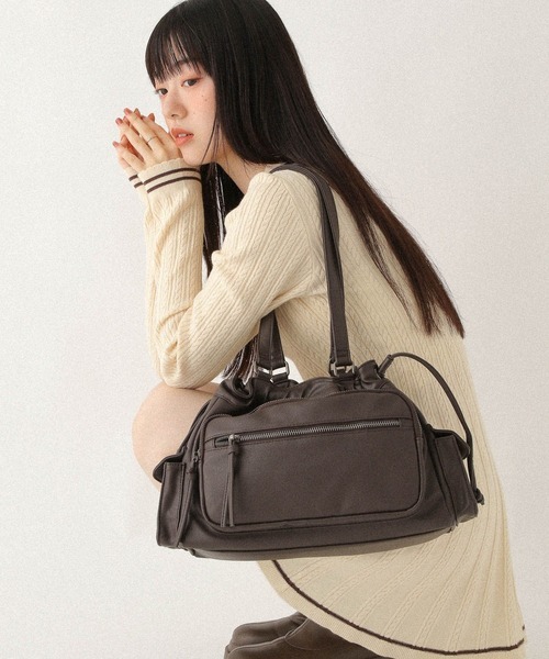 日本HEATHER 2WAY 柔軟仿皮 多分格雲朵包 2WAYマルチポケットBAG