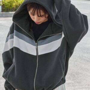 日本MONO-MART 線條拼接高領運動拉鍊衛衣ライン切替ハイネックトラックジップパーカー